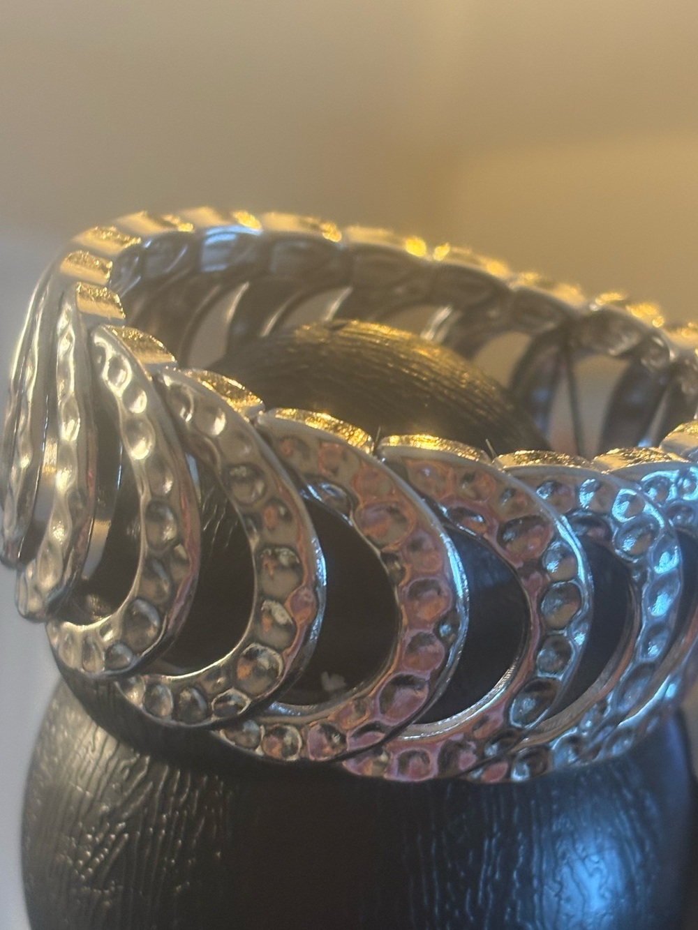 Silver-Tone Linked Teardrop Stretch Bracelet - Unbranded